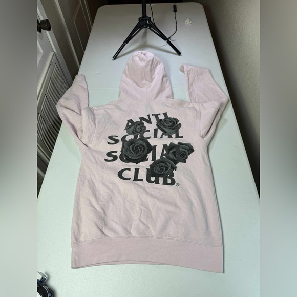 Used Anti Social Social Club Bat Emoji Hoodie 'Pink Sz S - Picture 1 of 10
